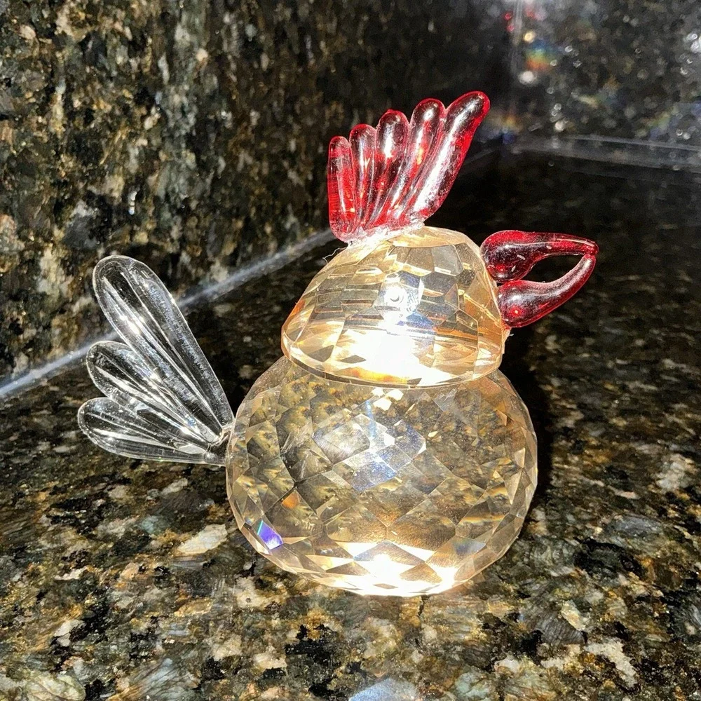 Vintage Oleg Cassini‎ Crystal Rooster Figurine / Paperweight Figurine  4.5